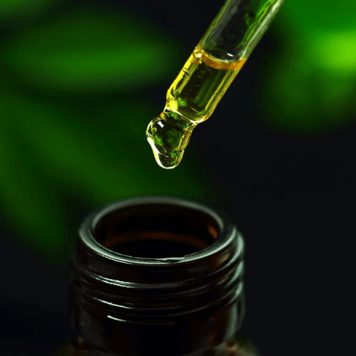 Amber glass bottle with a dropper for cannabis oil
