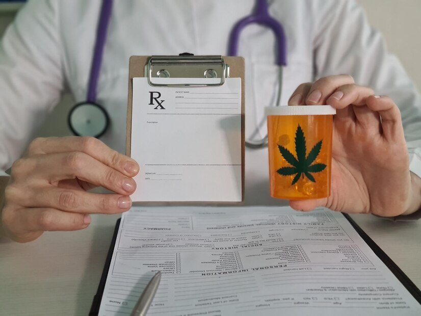Healthcare professional compounding a cannabis medicine