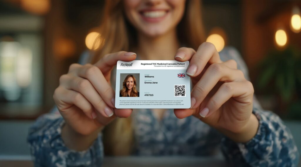 Hands holding an informational brochure on cannabis medicine